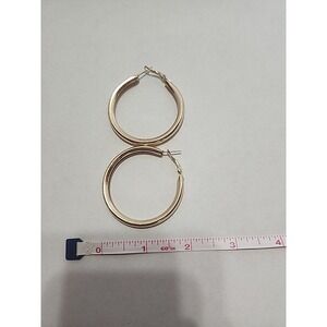 Gold Colored 2 Inch Hooped Earings With Clasp Closer